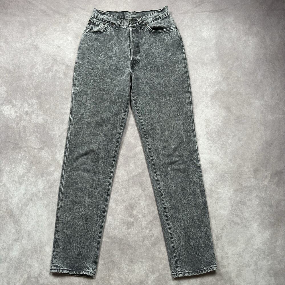 Levis Vintage 501 Black Acid Wash Jeans Womens 26x30 Sz 9 USA Made Button Fly